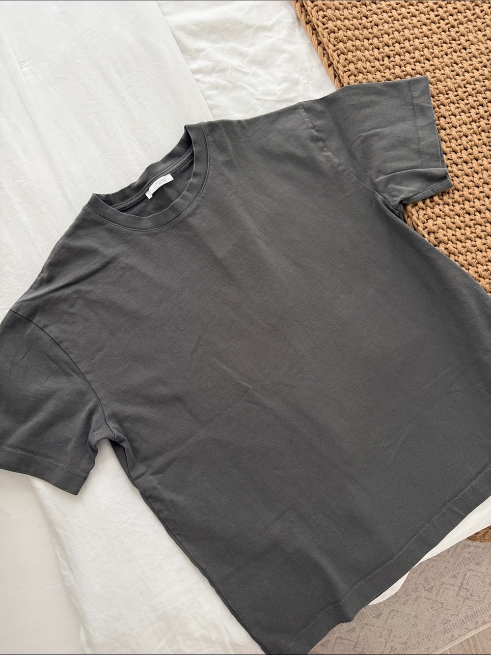 Zara Men's Short Sleeve Crew Neck T-Shirt - Charcoal Gray